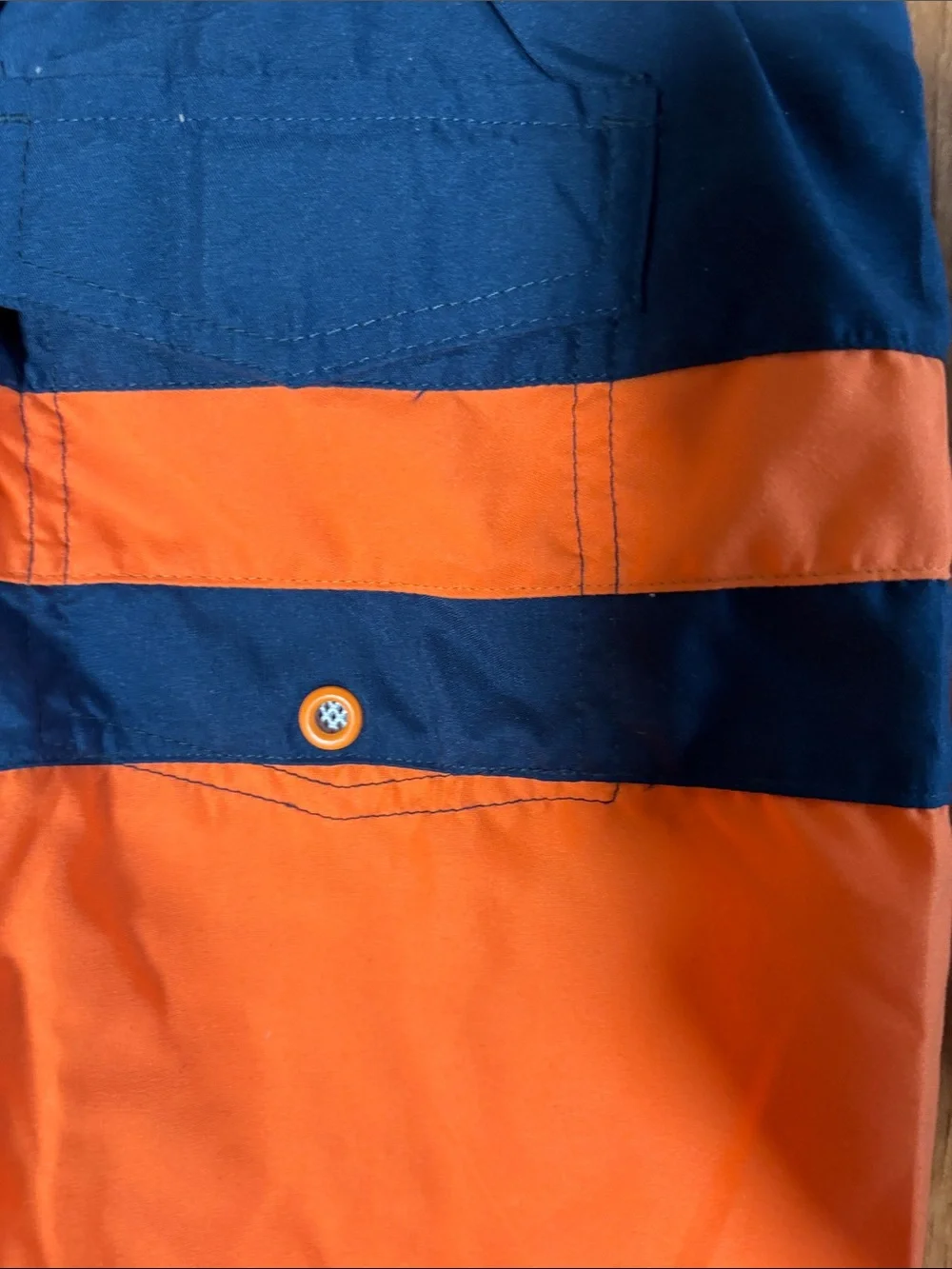 NWT Liquid Wave Men's Two-Tone Orange and Navy Swim Trunks